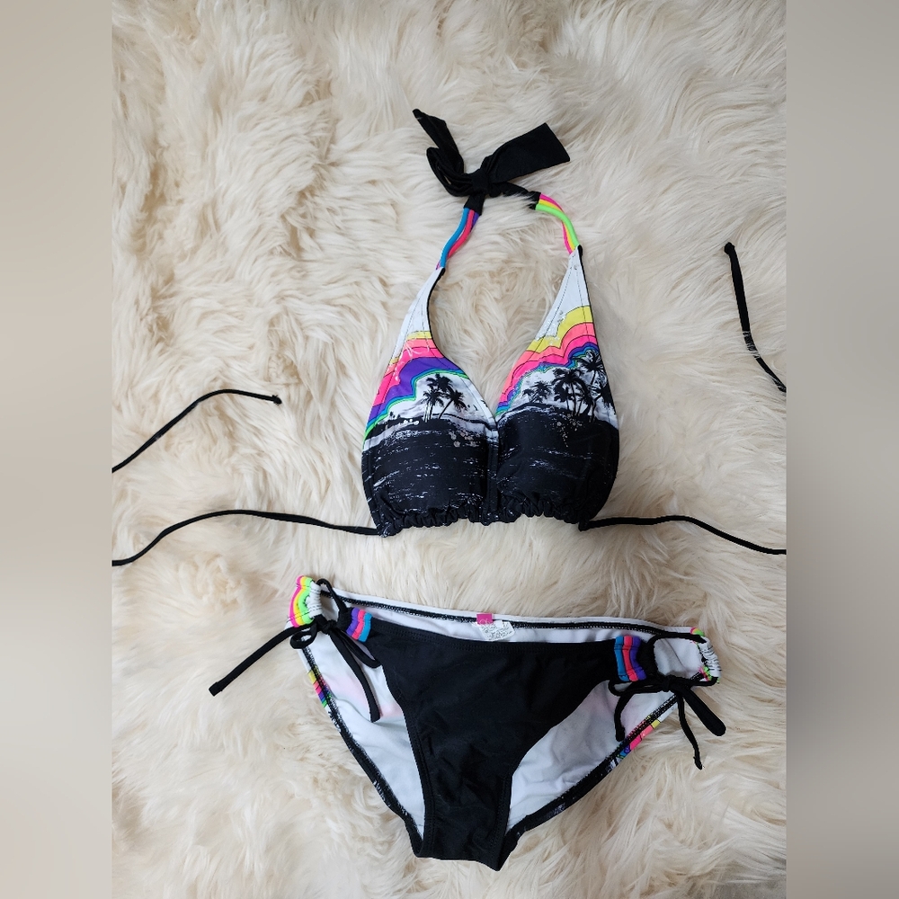OP Black and Multicolor Bikini